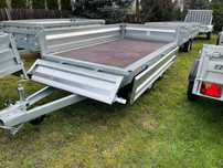 Zaslaw HL300T 300x150 MOCNA ! koła pod podłogą  Przyczepa samochodowa HOCHLADER koła pod podłogą 300x150 burta 35cm