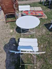 Stół metalowy i 2 krzesła metalowe