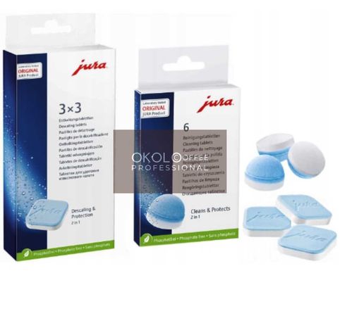 Таблетки от накипи Jura 9 шт., таблетки от кофейных масел Jura 6 шт.