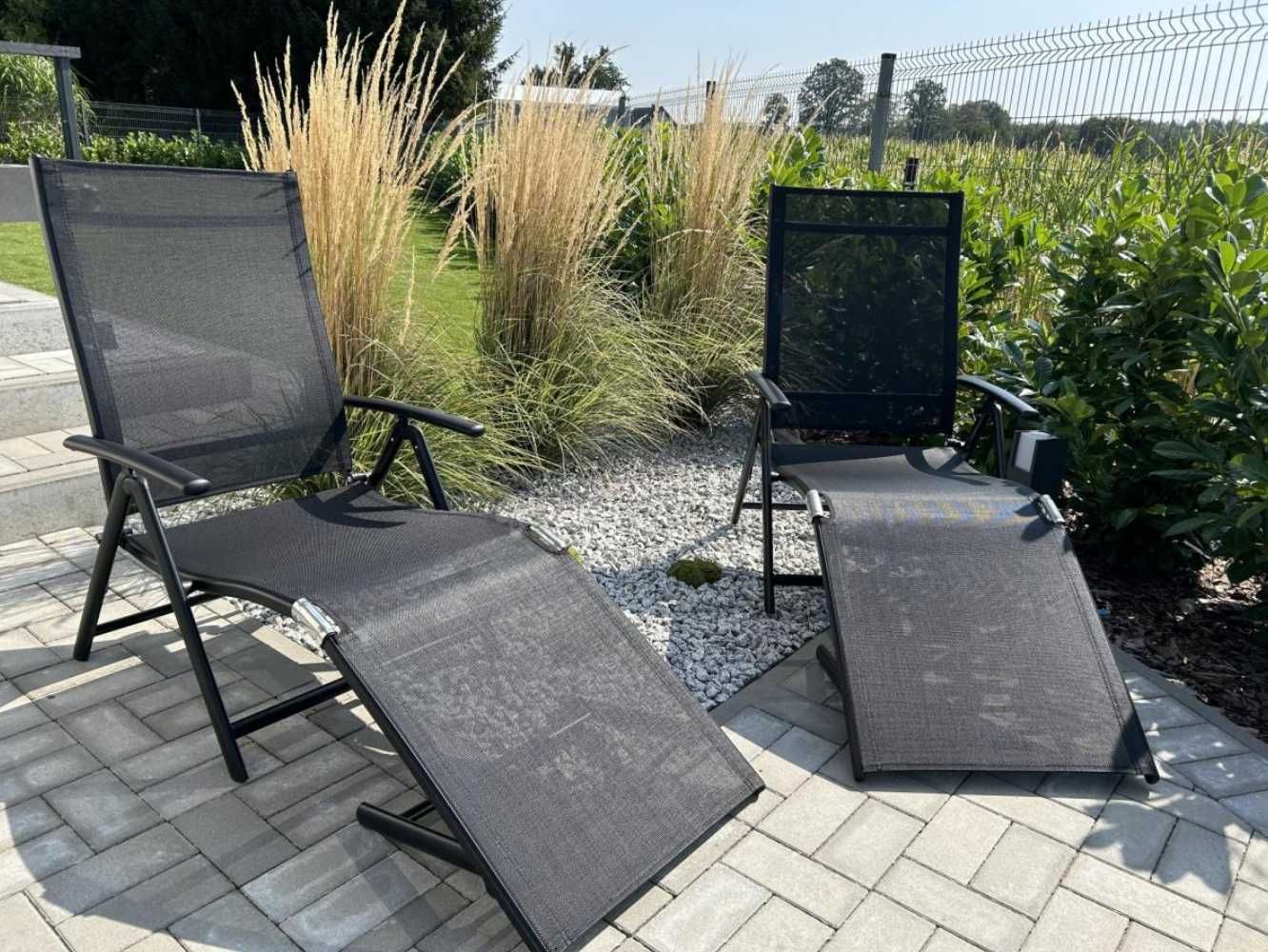Nowy Mocny Leżak Ogrodowy Aluminiowy Składany Ogród Balkon Plaża Dom