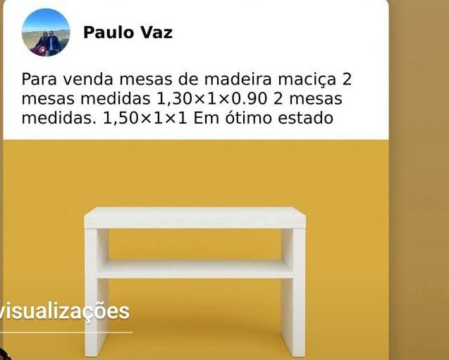 Mesas em madeira maciça brancas