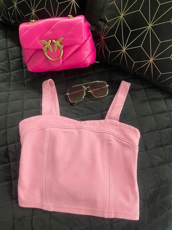 Bluzka z kokardami na plecach River Island, crop top, wiskoza, elastan