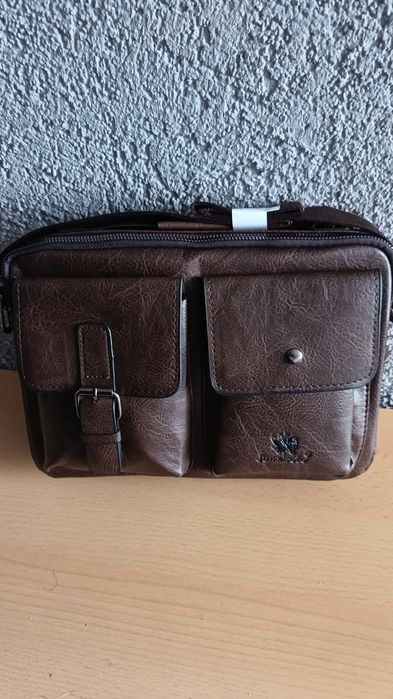 Brązowa męska torba vintage/casual na ramię, marki JunzBolo.