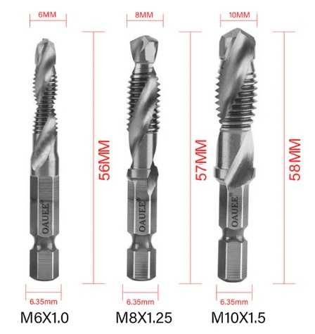 Сверло-метчик М3 М4 М5 М6 М8 М10 набор метчик сверло