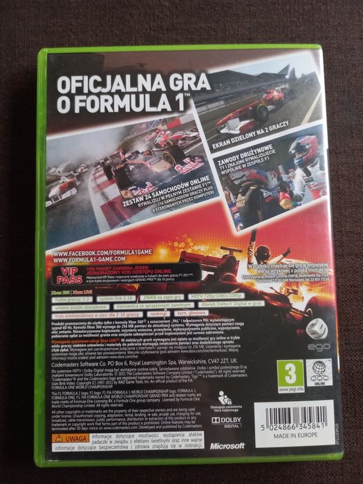 Gra F1 2011 instrukcja PL na konsolę xbox 360 Formuła 1