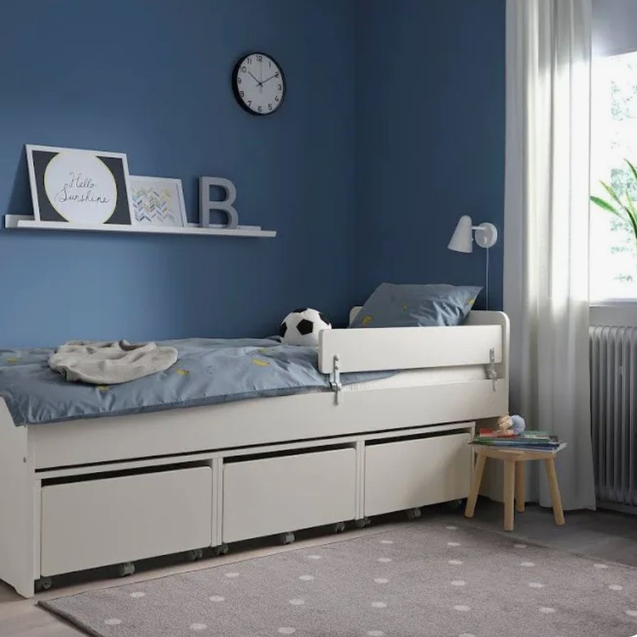 Łóżko Ikea stakt z materacem i 2 pojemnikami