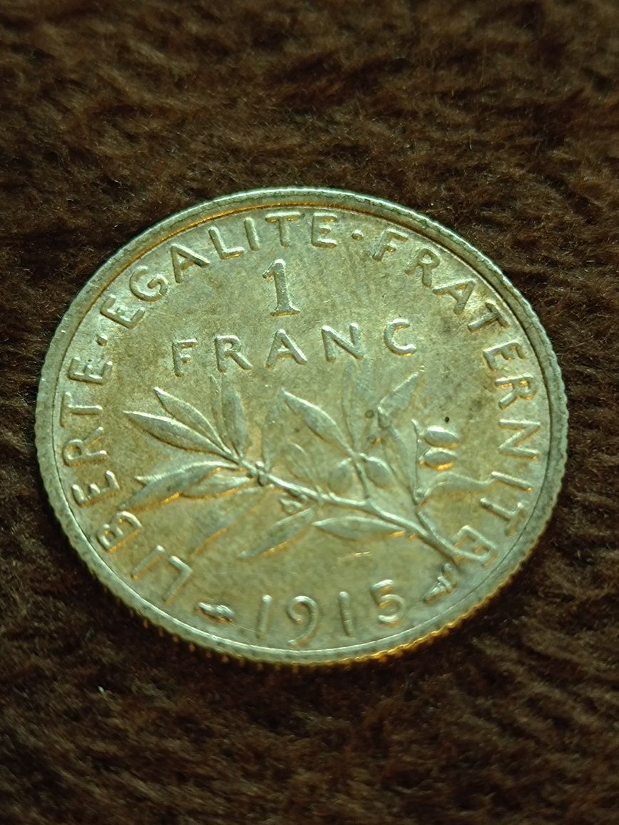 Francja 1 franc frank 1915 srebro