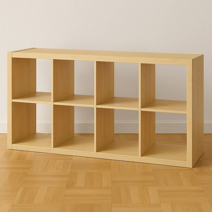 Regał IKEA KALLAX 2x4 – kolor brzoza / jasne drewno
Klasyczny, solidny