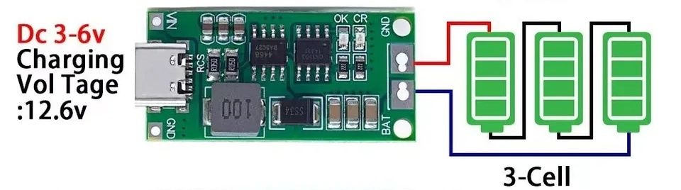 Плата заряда 2S,3S,4S Li Ion сборок 18650,21700, Type-C
