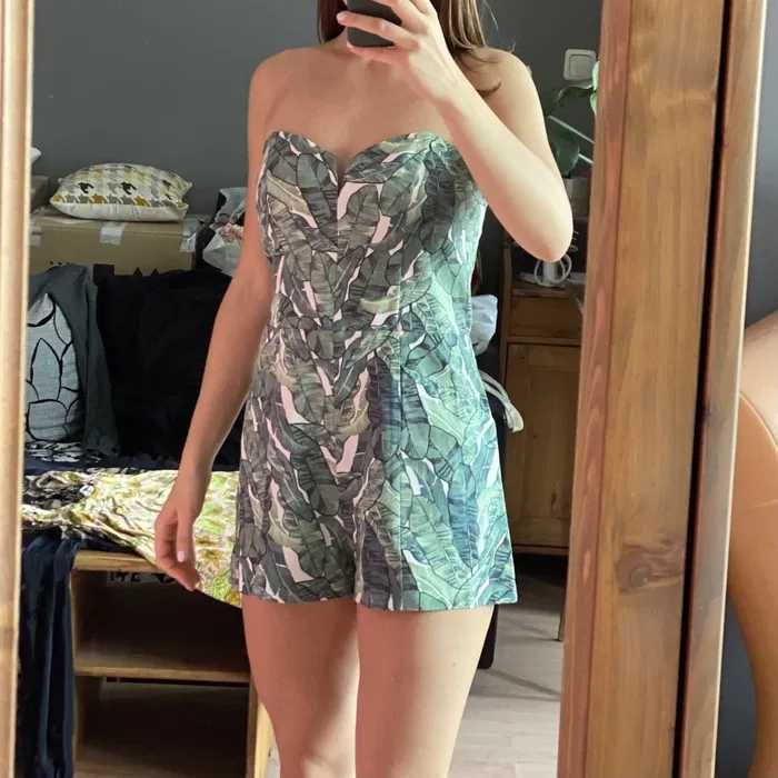 H&M kombinezon zielony liście 38 M