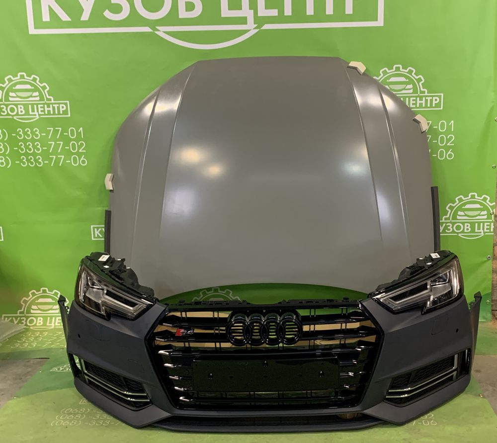 Бампер передній в зборі Audi A4 B9 S-line 2015 2016 2019 фара