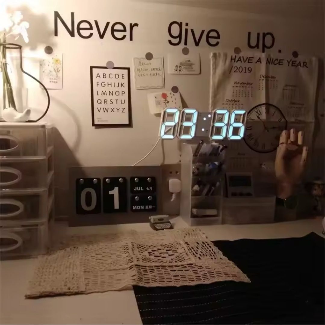 Zegar cyfrowy elektroniczny led 3D budzik temperatura alarm data