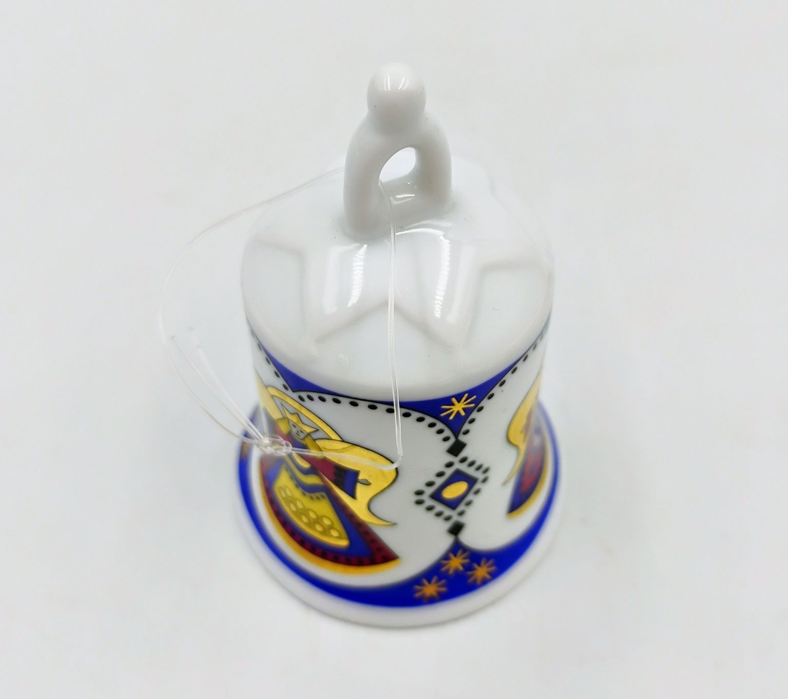 Dzwonek porcelanowy bombka anioł świąteczna porcelana retro złocony