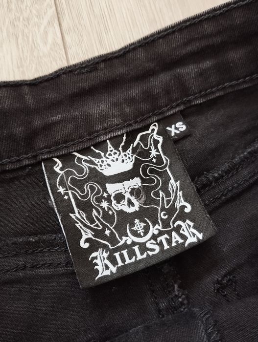 Czarne obcisłe spodnie z rozdarciami / dziurami Killstar