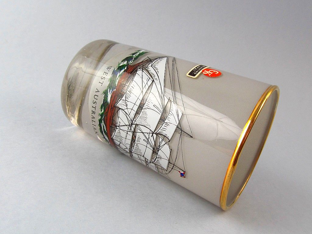 vintage włoska sygnowana szklanka statek żaglowiec