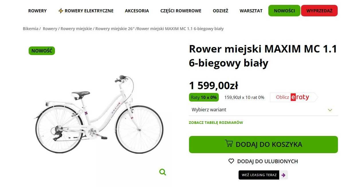 Rower miejski MAXIM koła 26", stan bardzo dobry