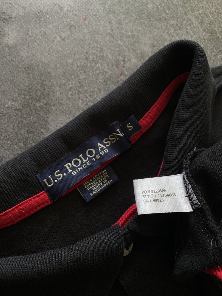 Поло футболка U.S Polo Assn ralph Lauren big logo чёрное мужское