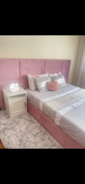 Vendo cama estufada +estrado elevatorio+ colchao