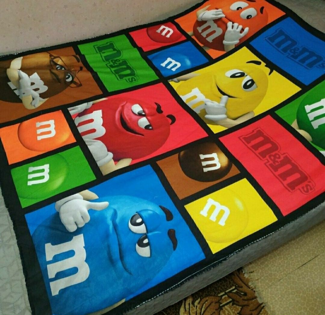 Плед, покрывало драже m&m's, одеяло флисовое