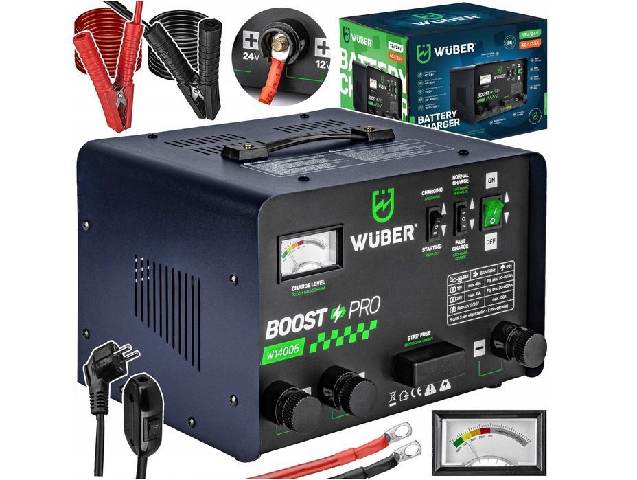 PROSTOWNIK akumulatorowy 16A 40A ROZRUCH 7-180Ah 20-400Ah 12V/24V 2085