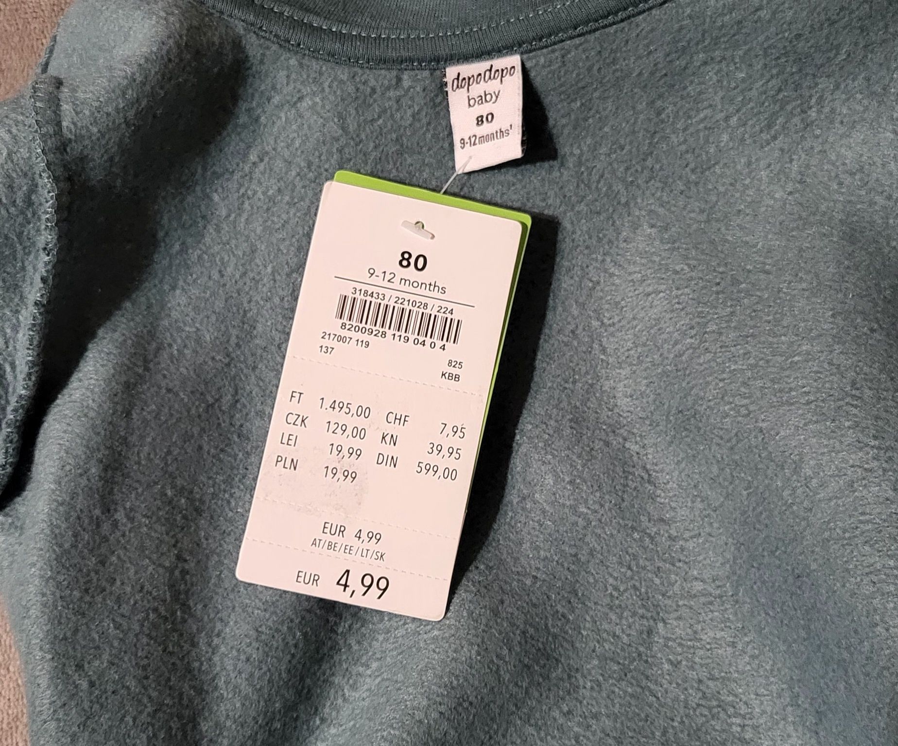 Bluza chłopięca, zielona, kołnierz, dopodopo baby, 80