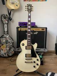 Burny Les Paul Custom Vintage White + case Gator