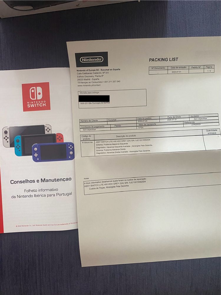 Consola Nintendo Switch Lite Cinza Usada C/ Acessorios