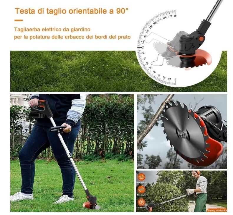 Bezprzewodowa podkaszarka do trawy i krzewów, 2x2000mAh 24V +akcesoria