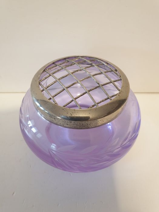 Vintage floreira - potpuri pote em vidro Alexandrite - muda de cor