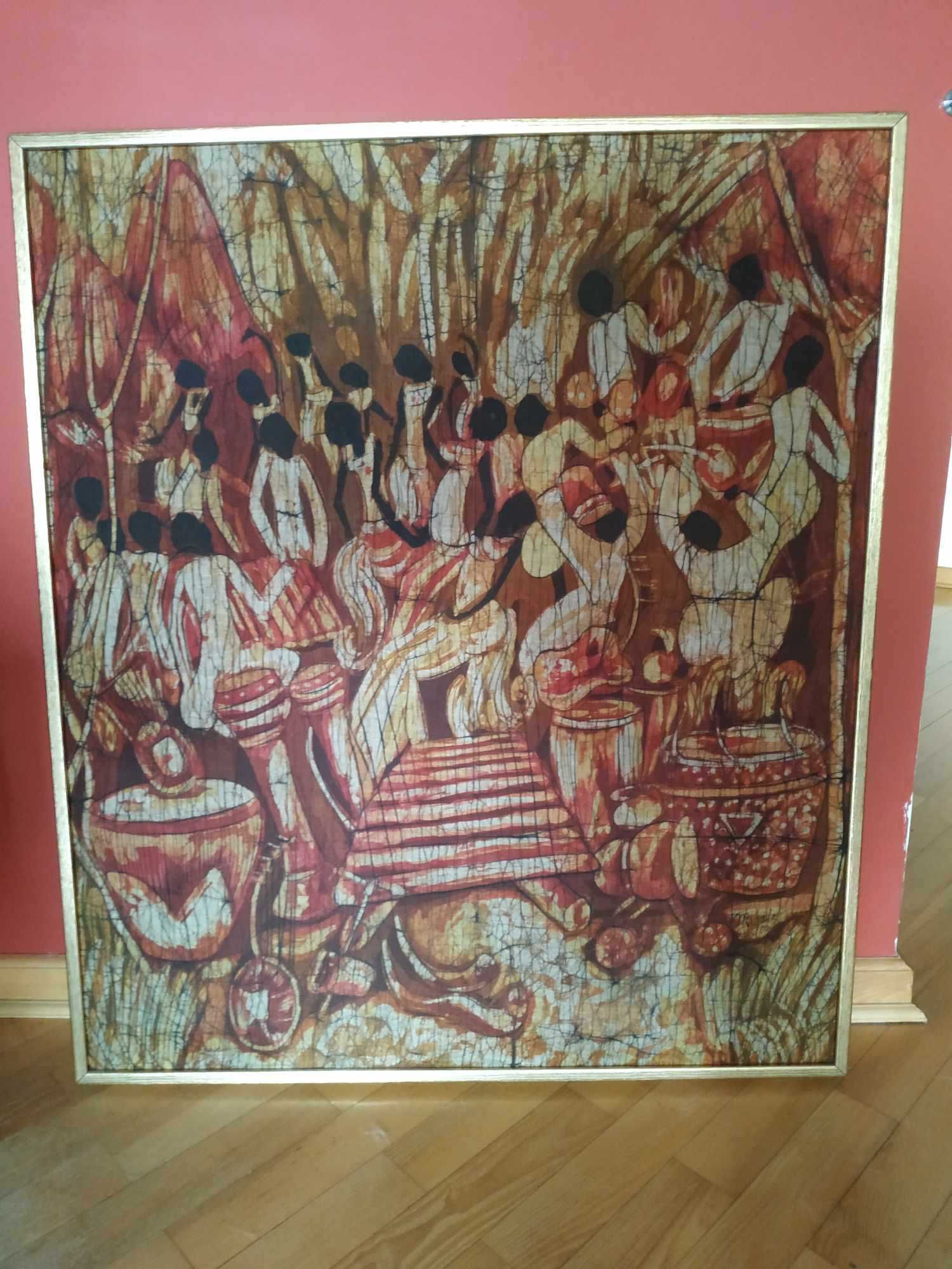 Afrykański obraz na tkaninie 100x85 cm