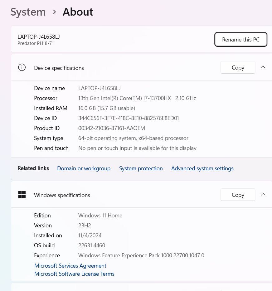 Acer Predator Helios 18 i7 13700HX/16 Ram/ 1TB + 512/ RTX 4060/ WUXGA
