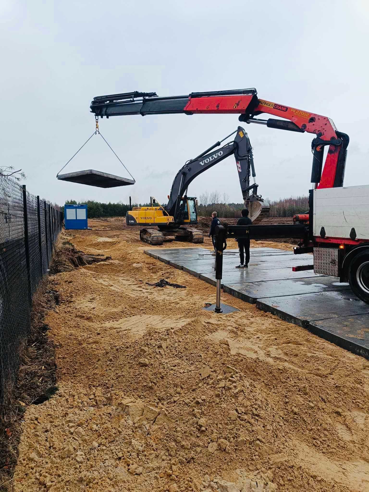 Wynajem płyty drogowe, betonowe + transport HDS