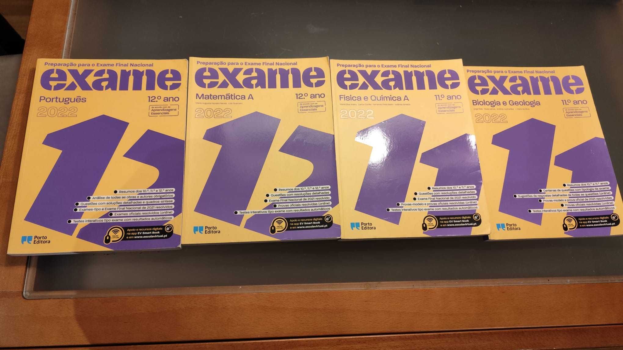 Livros de exames de Biologia e Geologia; Físico-química e Matemática A