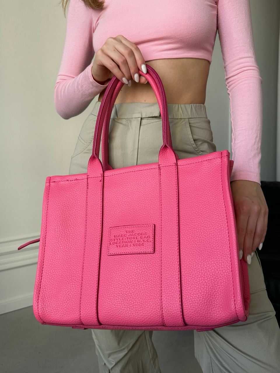 Damska srednia shoperka MJ Tote Bag Pink torba koloru fucsja