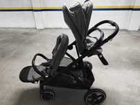 Carrinho duplo Gazelle S, com duas cadeiras cinzento escuro