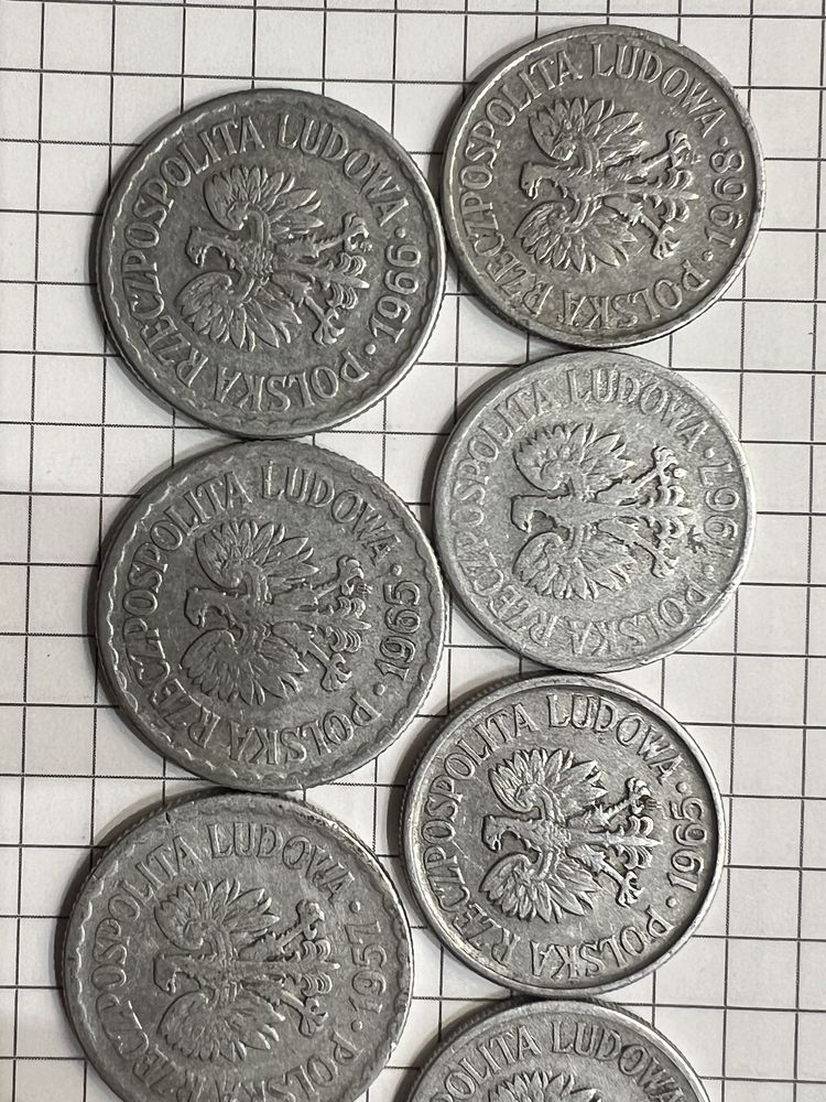 Rzadkie roczniki monet PRL w tym 1 zloty 1957, 1967
