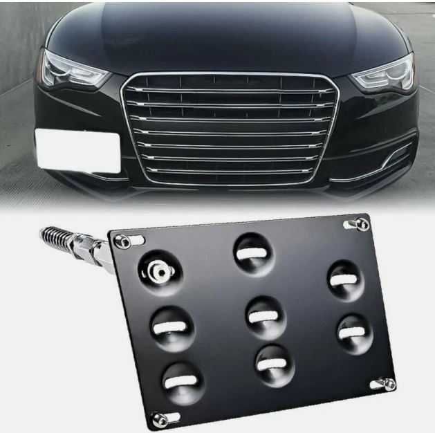 BUMPER Black TOW HOOK License Plate Mount Bracket