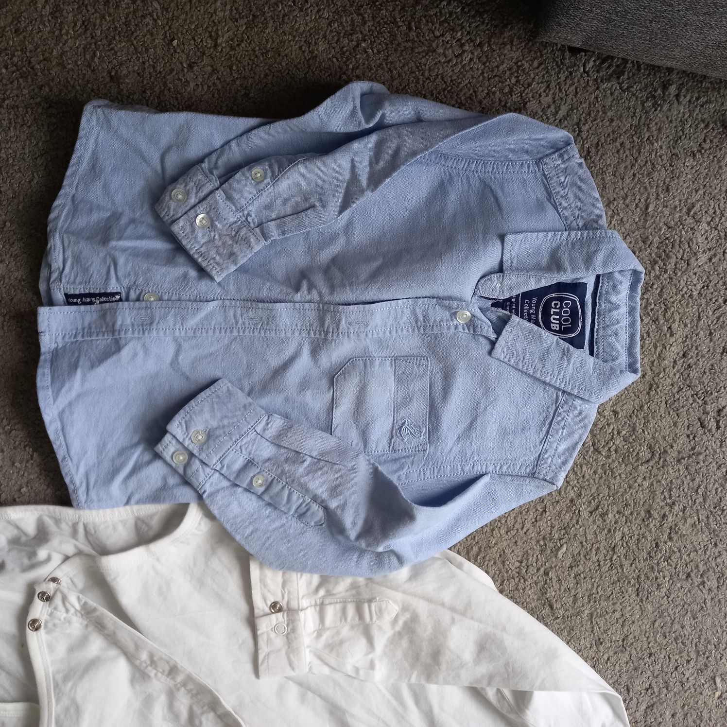 Koszule z długim rękawem 92cm biala/niebieska