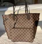 Oryginalna torebka Louiss Vuitton skórzana Neverfull MM N41358 brązowa