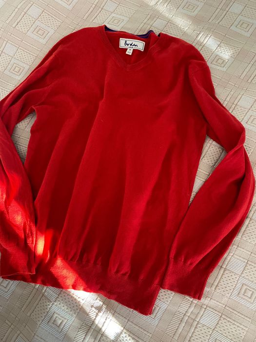 Elegancki czerwony sweter męski z kaszmirem