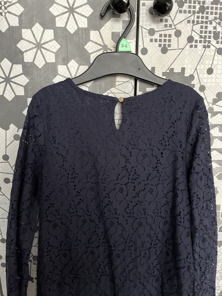 H&M 122/128cm galowa koronkowa granatowa sukienka święta sesja szkoła