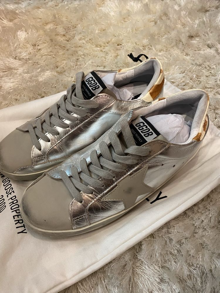 Golden Goose Prateados Com Padrao Tigresa
