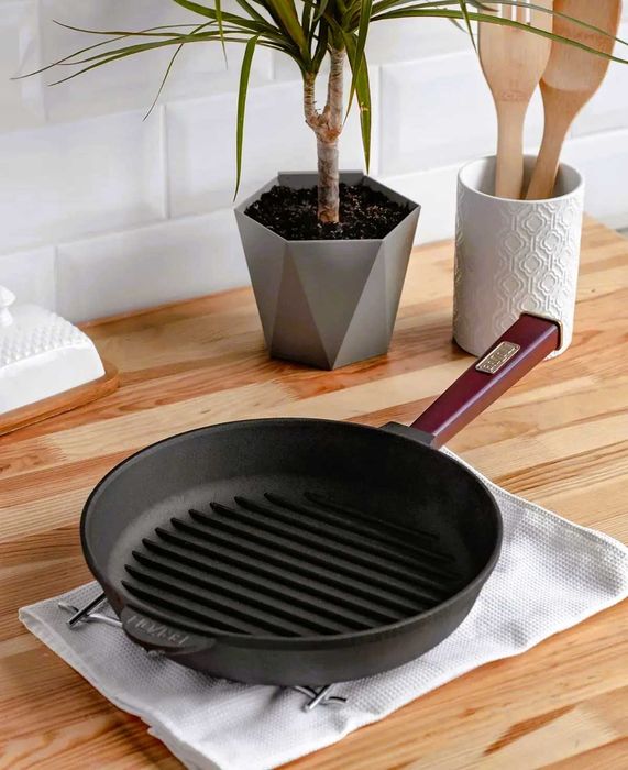 Гриль сковородка чугун круглая для всех плит пательня мангал 260х40 мм