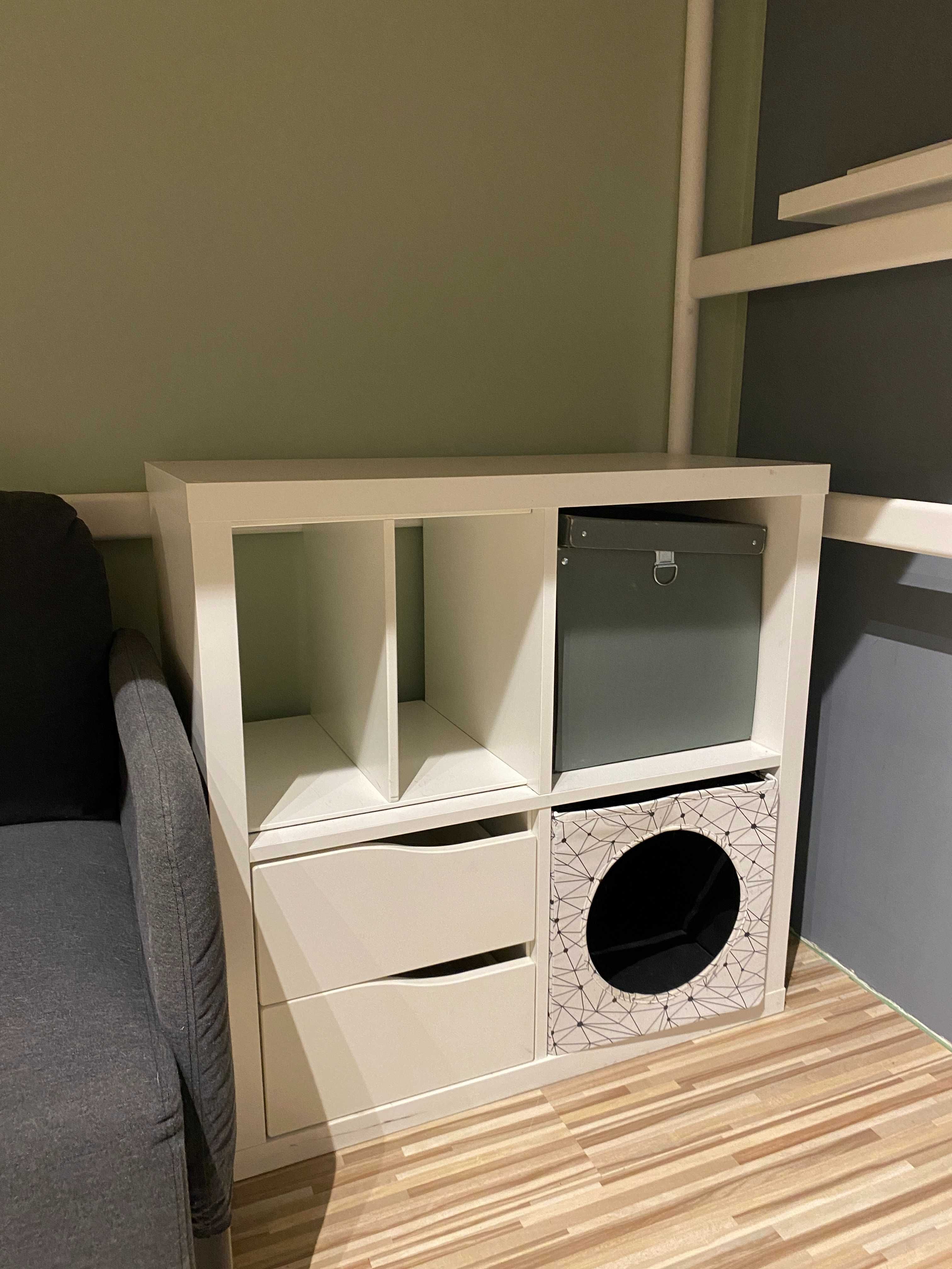 Łóżko piętrowe IKEA VITVAL + Sofa 2 osobowa GLOSTAD + Regał KALLAX