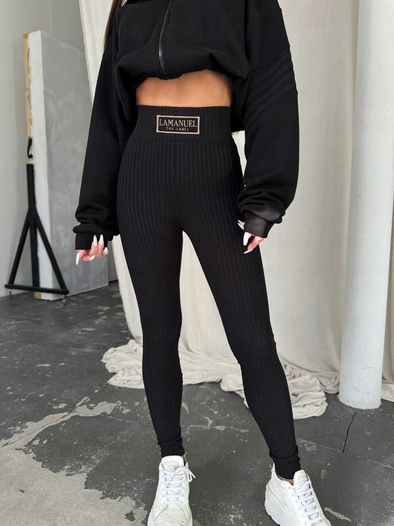 La manuel legginsy prążkowane soft touch czarne XS