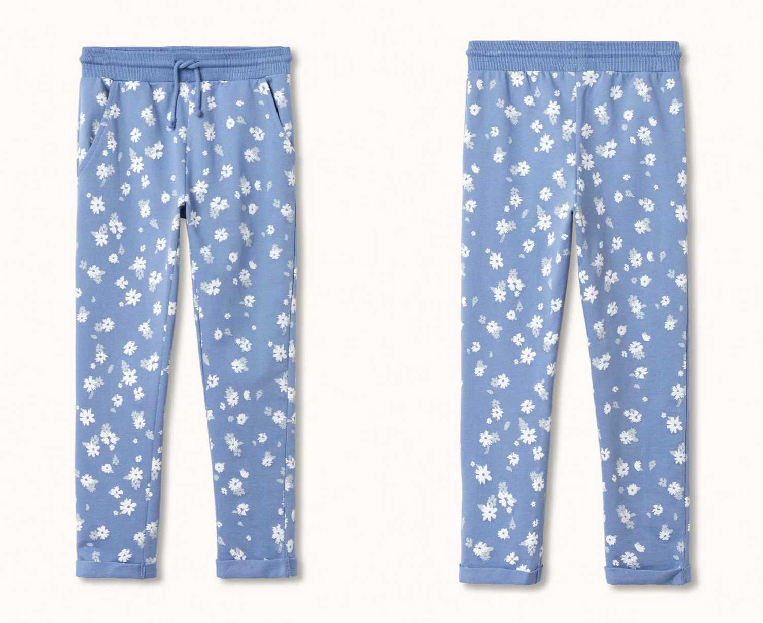 Mango nowe niebieskie spodnie dresowe joggery w kwiatki 11 12 lat 152