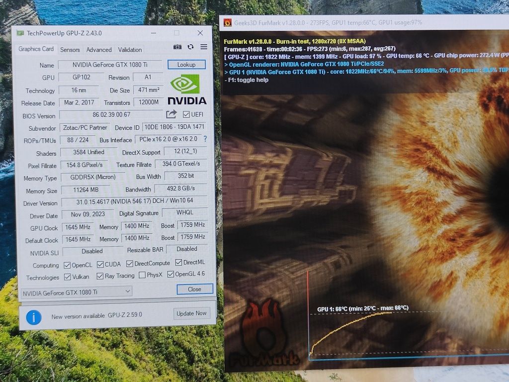 Видеокарта GTX 1080ti 11gb 3-кулерная Zotac идеал