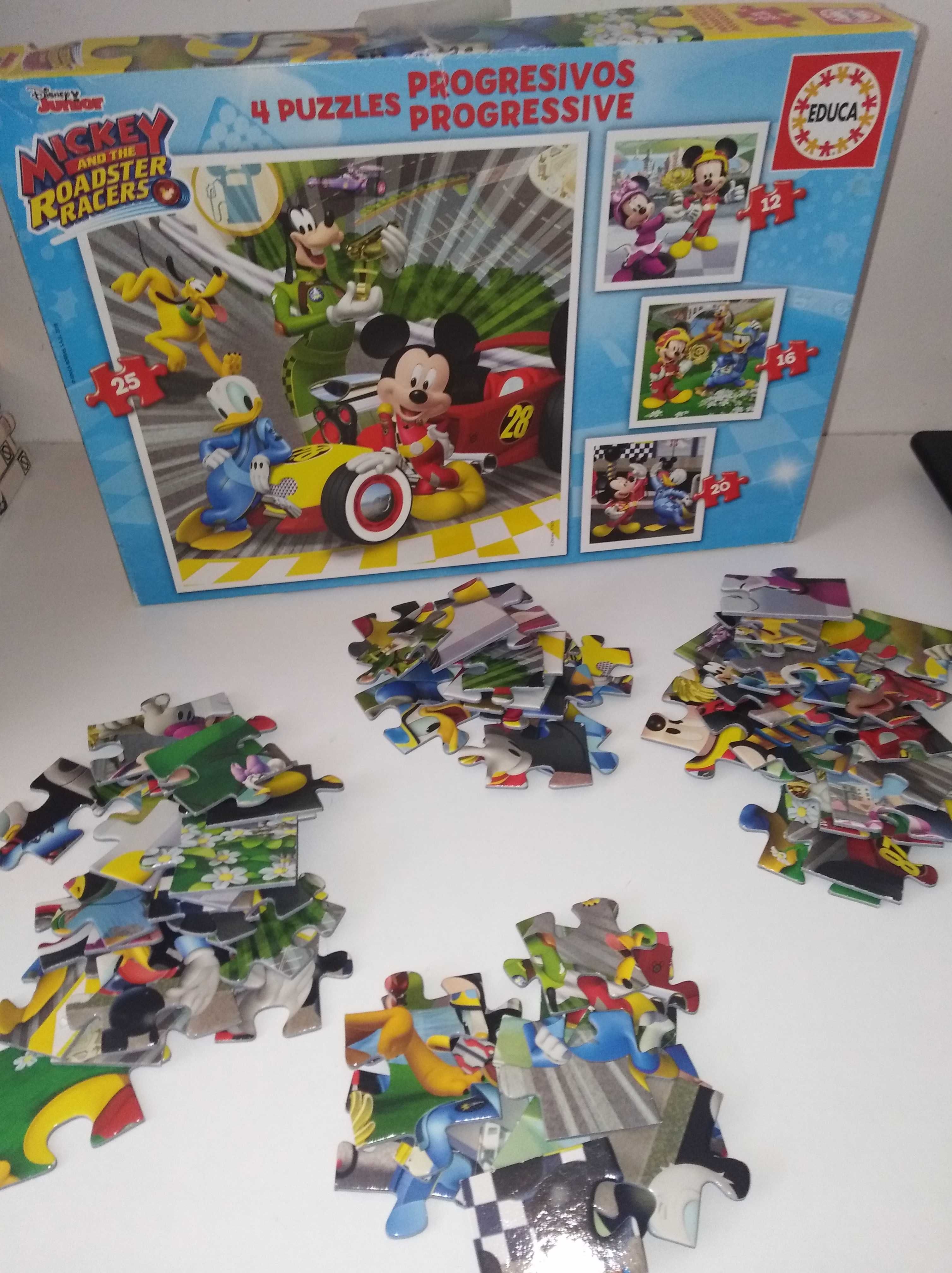 4 PUZZLES progressivos Disney Junior Mickey Roadster Racers