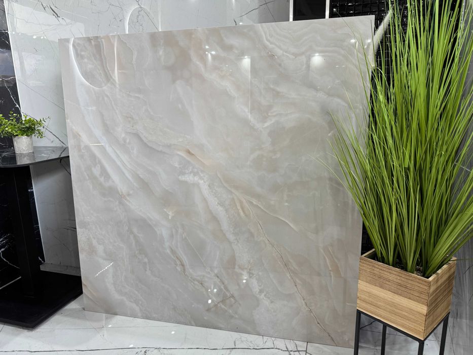 Płytka gresowa polerowana ONYX kremowy 120x120 – luksusowy POŁYSK!