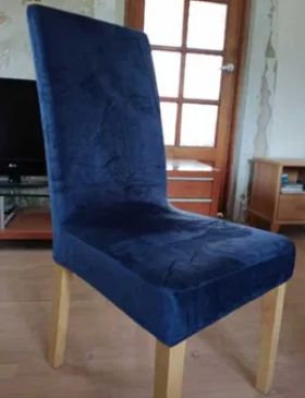 Zestaw 6 szt pokrowce na krzesło GRANATOWE PLUSZOWE elastyczny